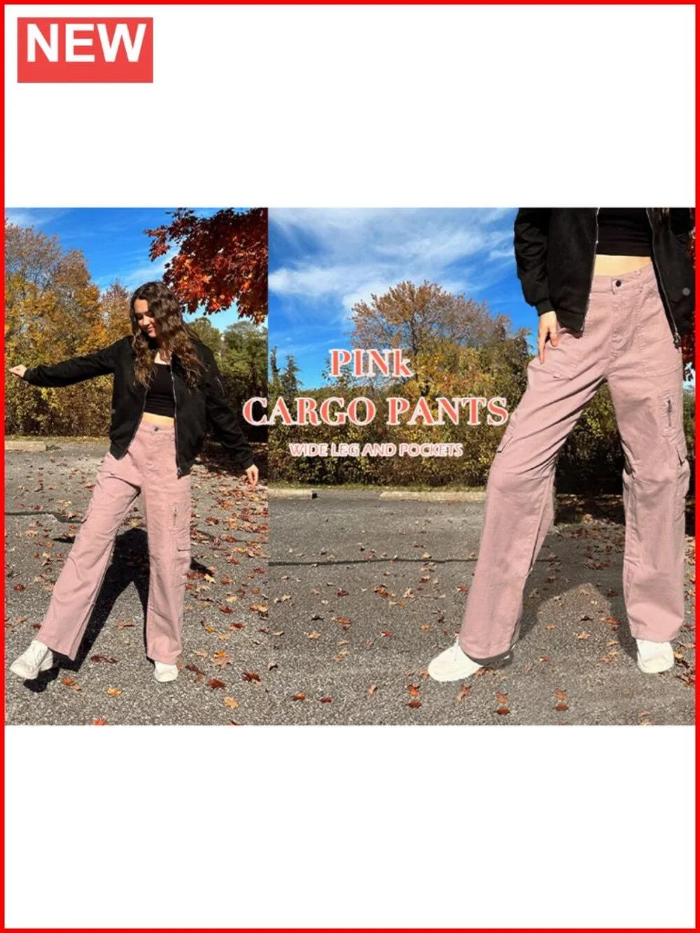 High Waist Wide Leg Cargo Pants with 7 Pockets Stretchy Drawstring